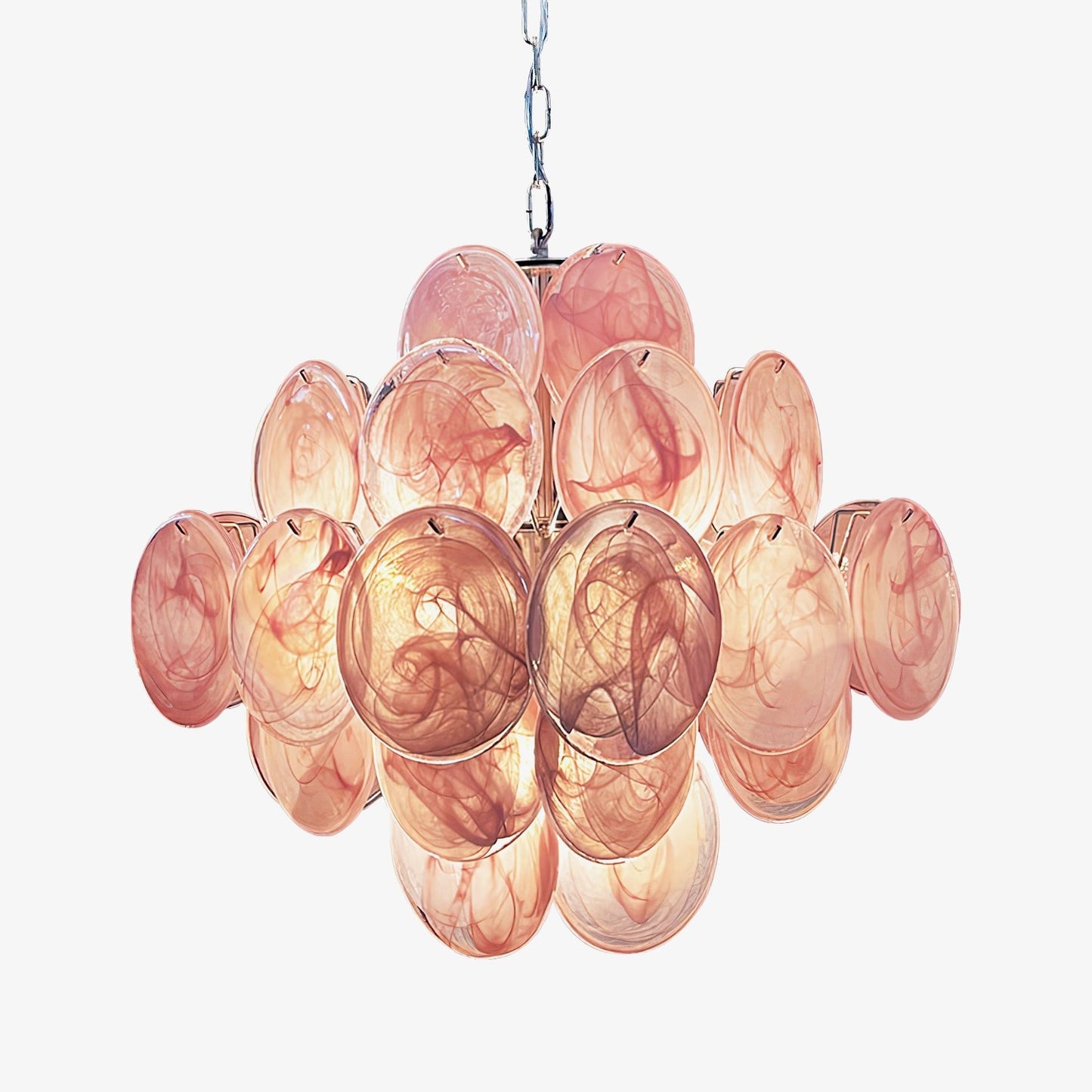 Murano Pink Disks Ceiling fixture Chandelier