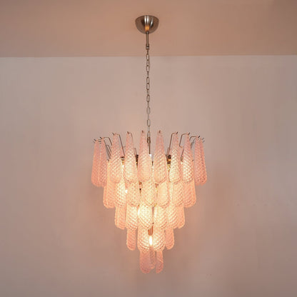 Murano Pink Glass Droplet Chandelier