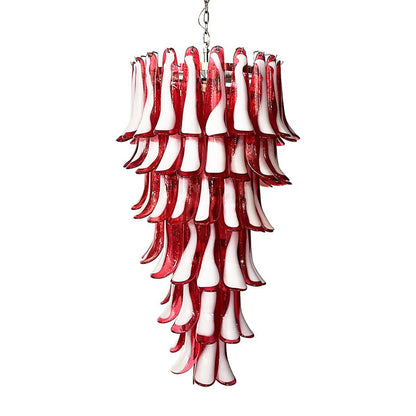 Murano Red Petals Spiral Crown Chandelier