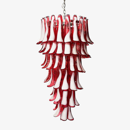 Murano Red Petals Spiral Crown Chandelier