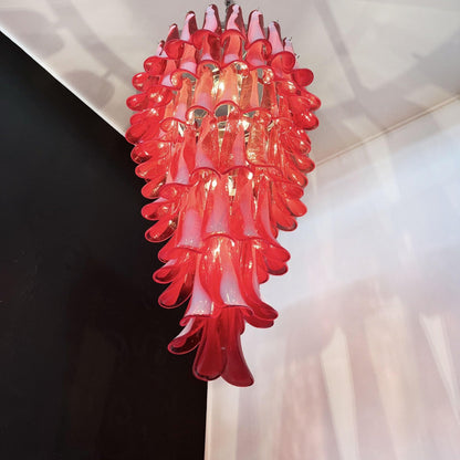 Murano Red Petals Spiral Crown Chandelier