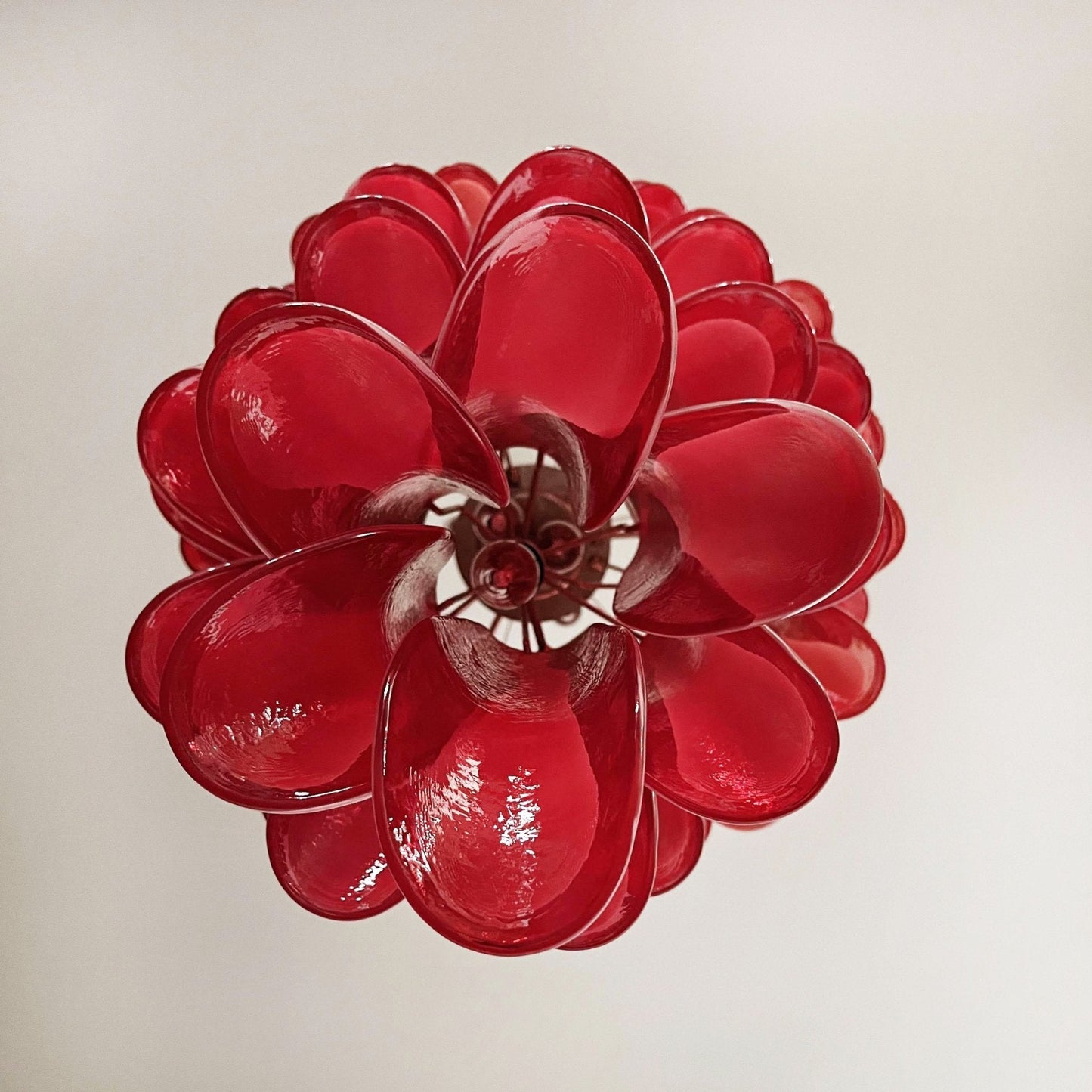 Murano Red Petals Spiral Crown Chandelier