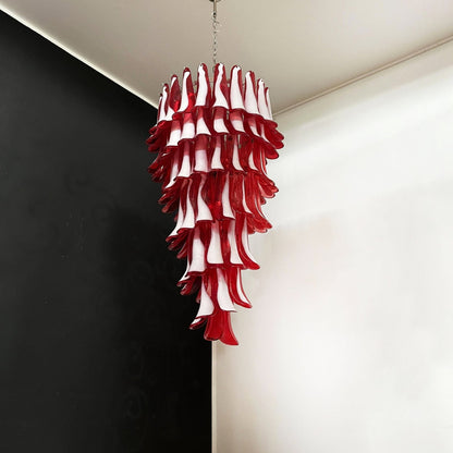 Murano Red Petals Spiral Crown Chandelier