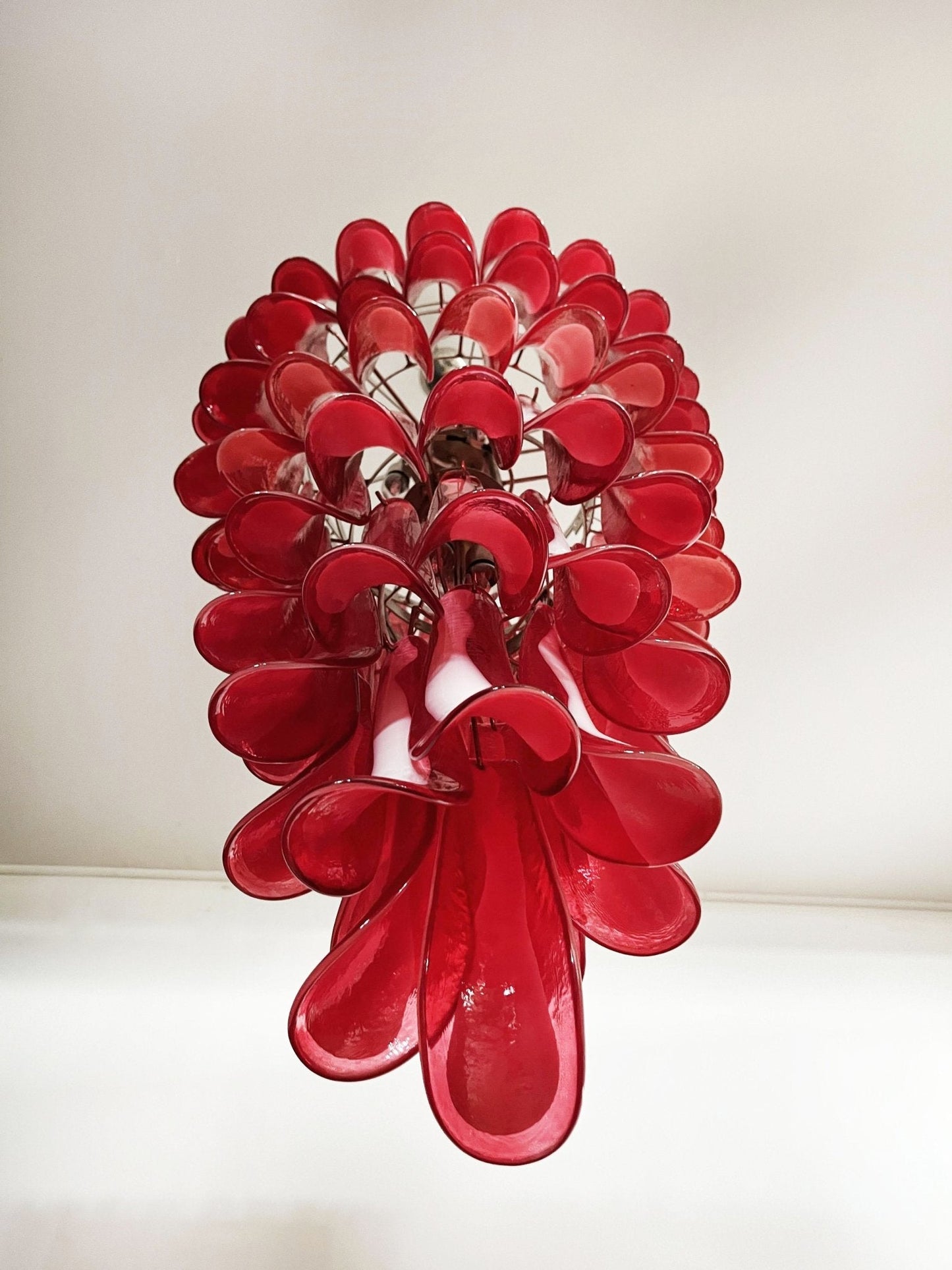 Murano Red Petals Spiral Crown Chandelier