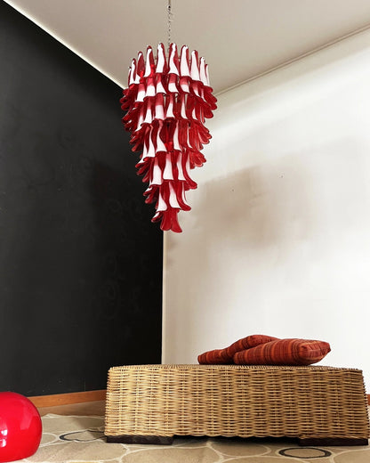 Murano Red Petals Spiral Crown Chandelier