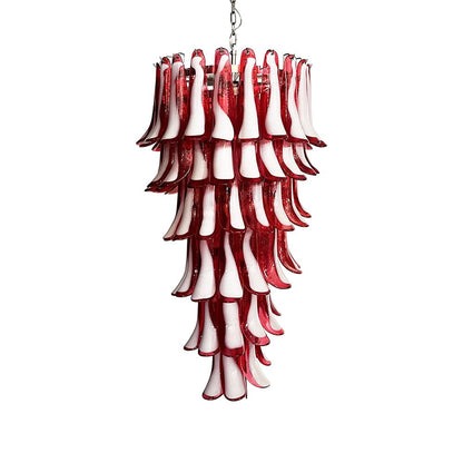 Murano Red Petals Spiral Crown Chandelier