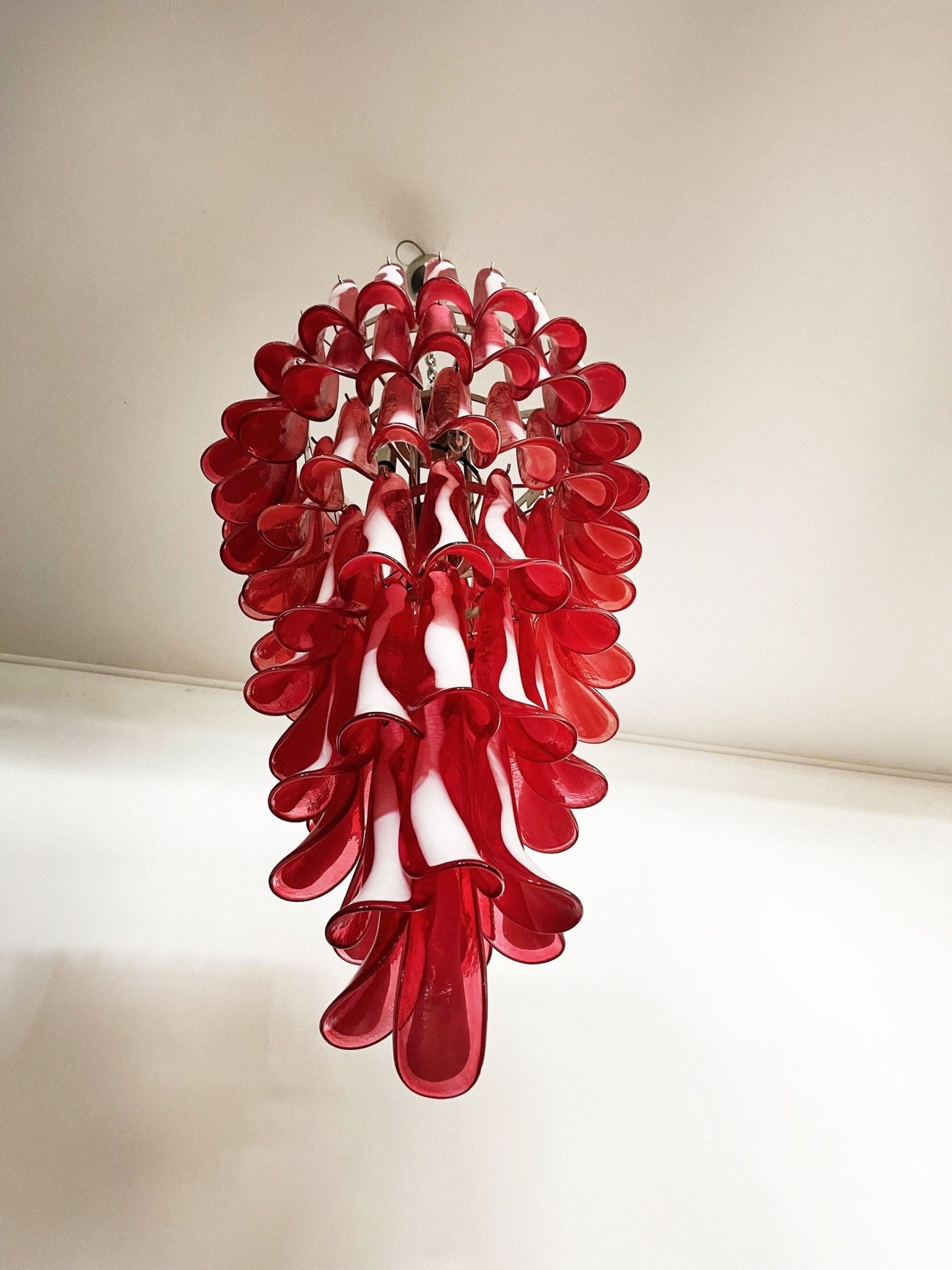 Murano Red Petals Spiral Crown Chandelier