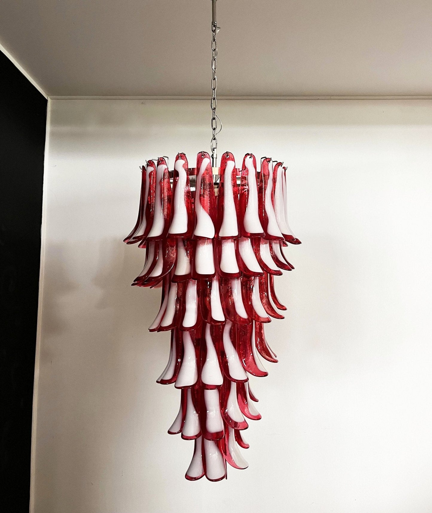 Murano Red Petals Spiral Crown Chandelier