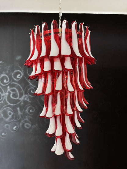 Murano Red Petals Spiral Crown Chandelier