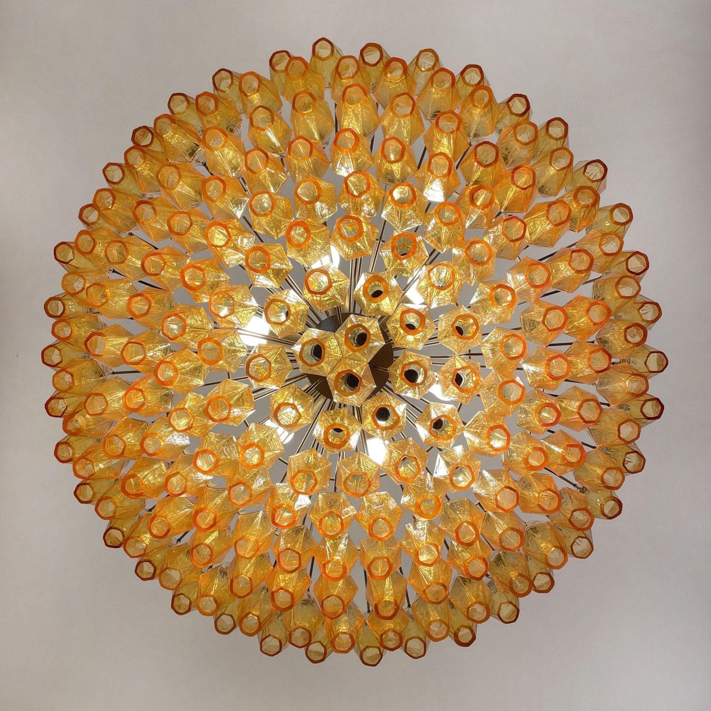 Murano Rhombus Amber Glass Crown Chandelier