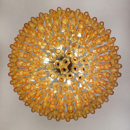 Murano Rhombus Amber Glass Crown Chandelier