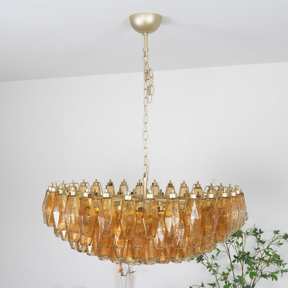Murano Rhombus Amber Glass Crown Chandelier