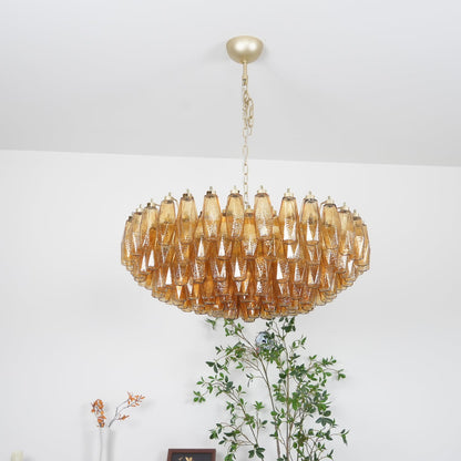 Murano Rhombus Amber Glass Crown Chandelier