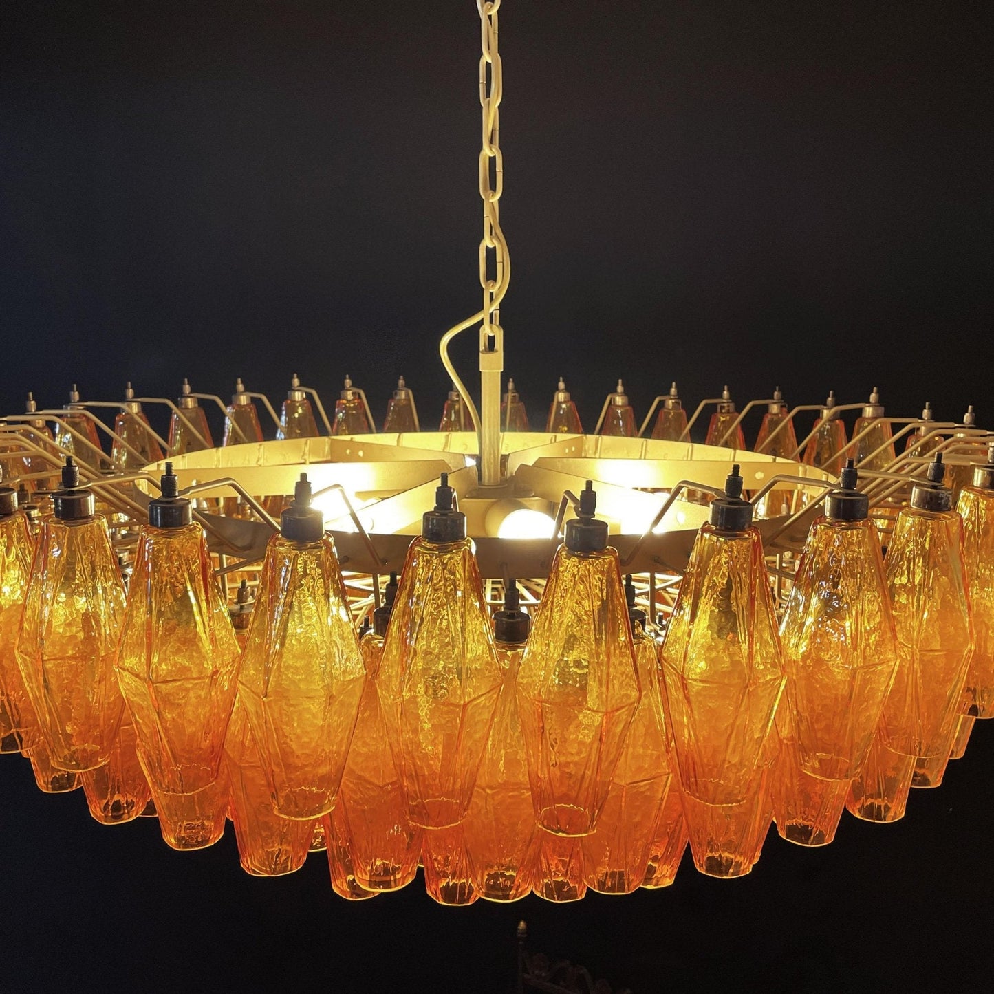 Murano Rhombus Amber Glass Crown Chandelier