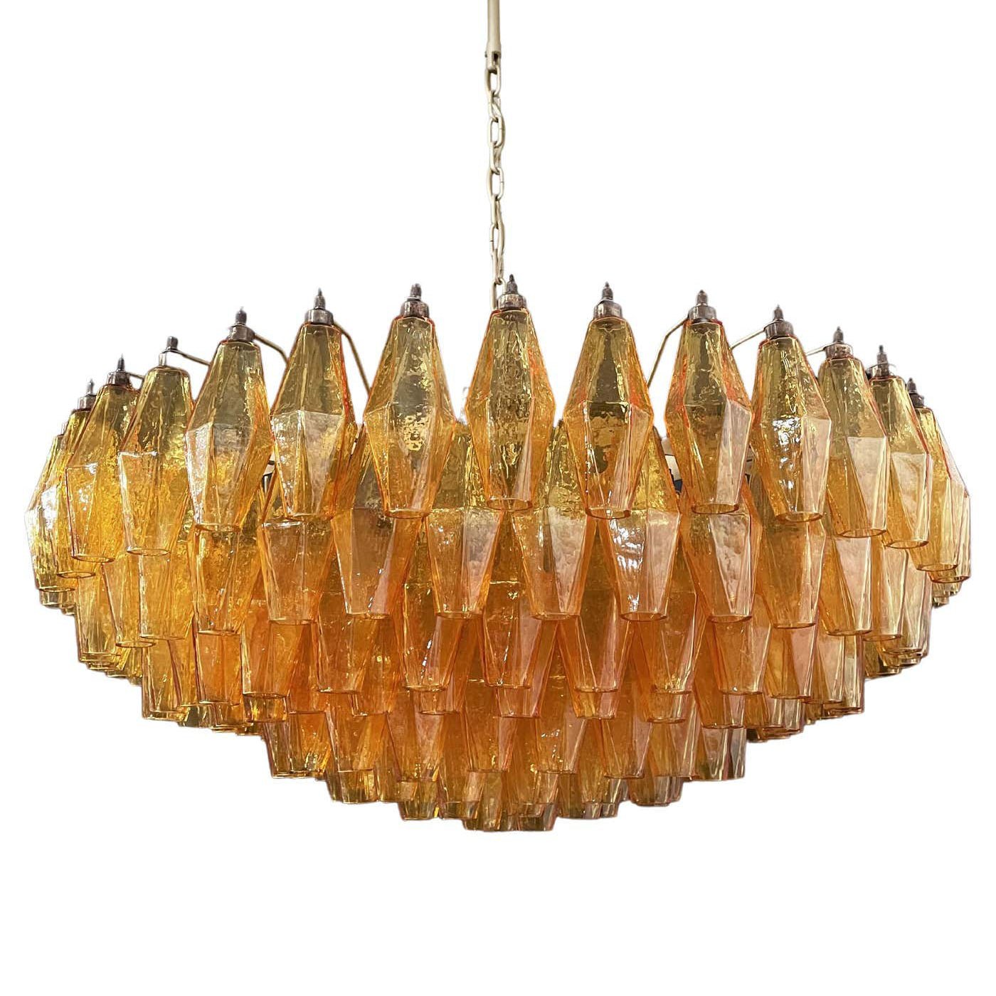 Murano Rhombus Amber Glass Crown Chandelier