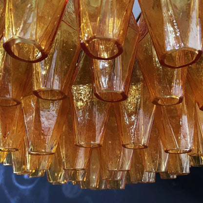 Murano Rhombus Amber Glass Crown Chandelier