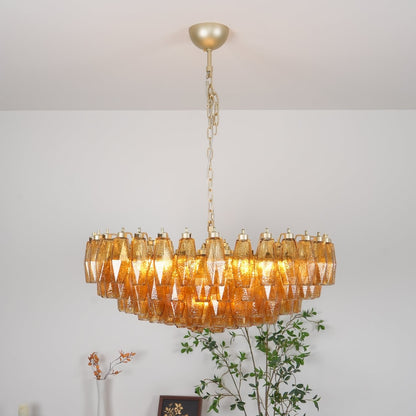 Murano Rhombus Amber Glass Crown Chandelier