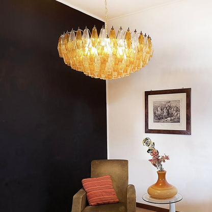 Murano Rhombus Amber Glass Crown Chandelier