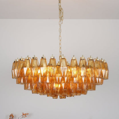 Murano Rhombus Amber Glass Crown Chandelier