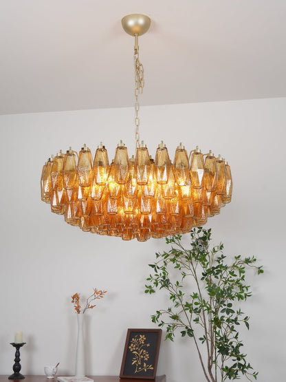 Murano Rhombus Amber Glass Crown Chandelier
