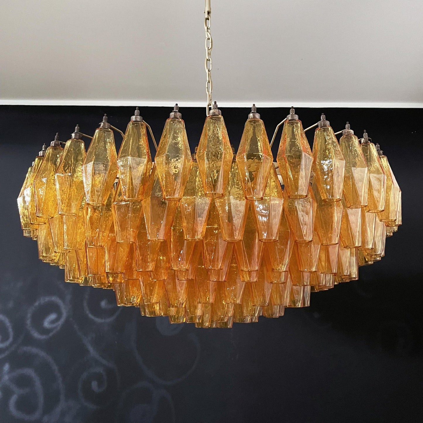 Murano Rhombus Amber Glass Crown Chandelier