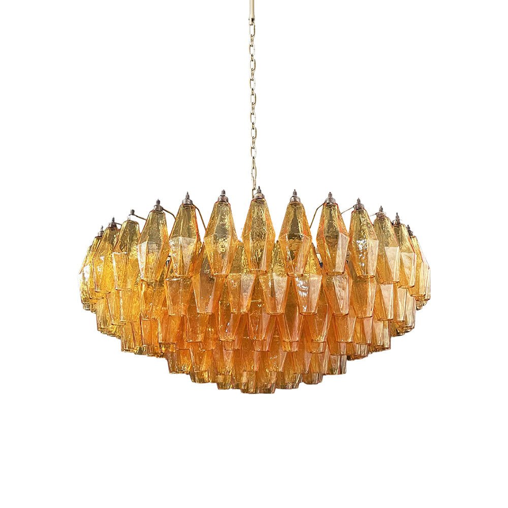 Murano Rhombus Amber Glass Crown Chandelier