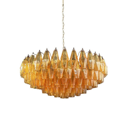 Murano Rhombus Amber Glass Crown Chandelier