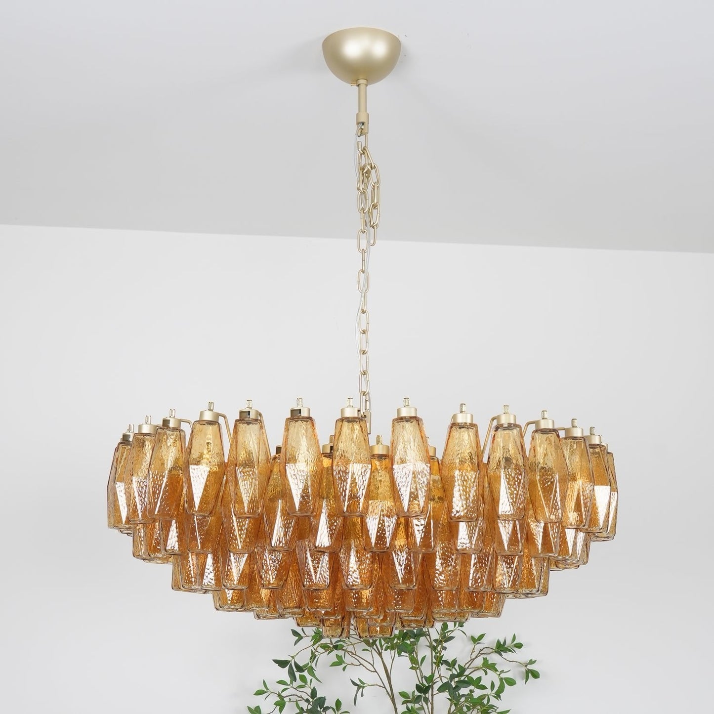 Murano Rhombus Amber Glass Crown Chandelier