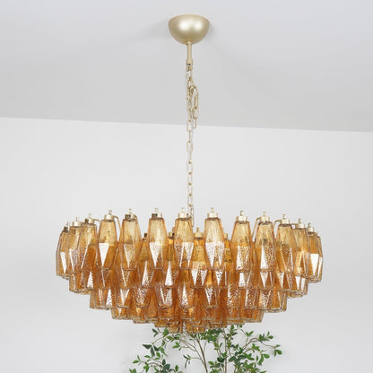 Murano Rhombus Amber Glass Crown Chandelier