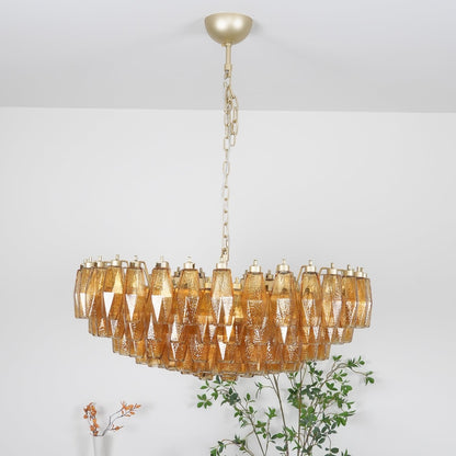 Murano Rhombus Amber Glass Crown Chandelier