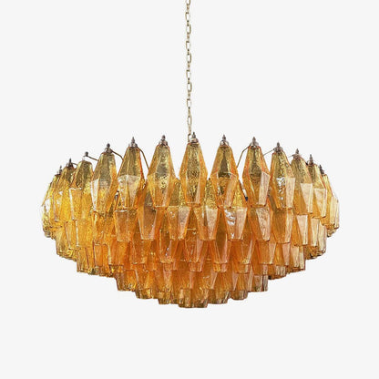 Murano Rhombus Amber Glass Crown Chandelier