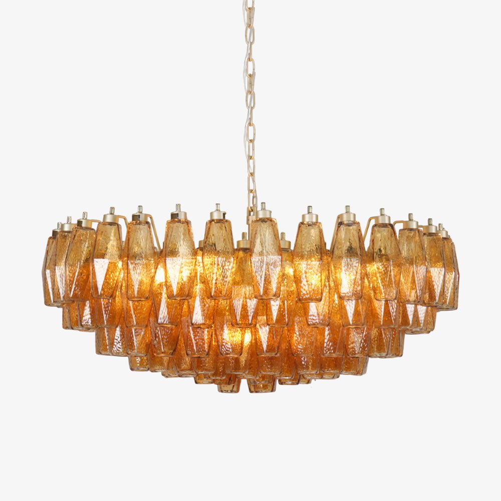 Murano Rhombus Amber Glass Crown Chandelier