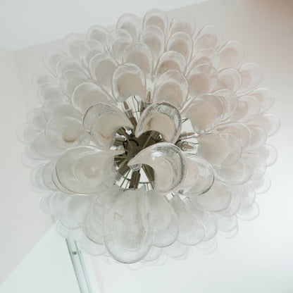 Murano White Glass Petals Ceiling fixture Chandelier