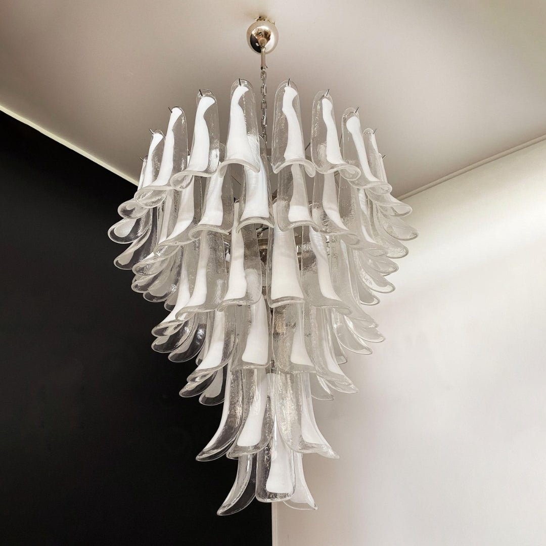 Murano White Glass Petals Ceiling fixture Chandelier