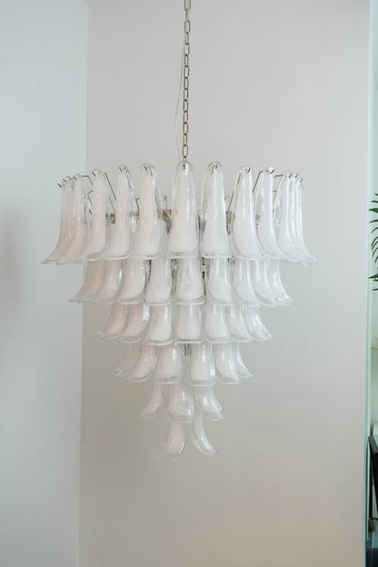 Murano White Glass Petals Ceiling fixture Chandelier