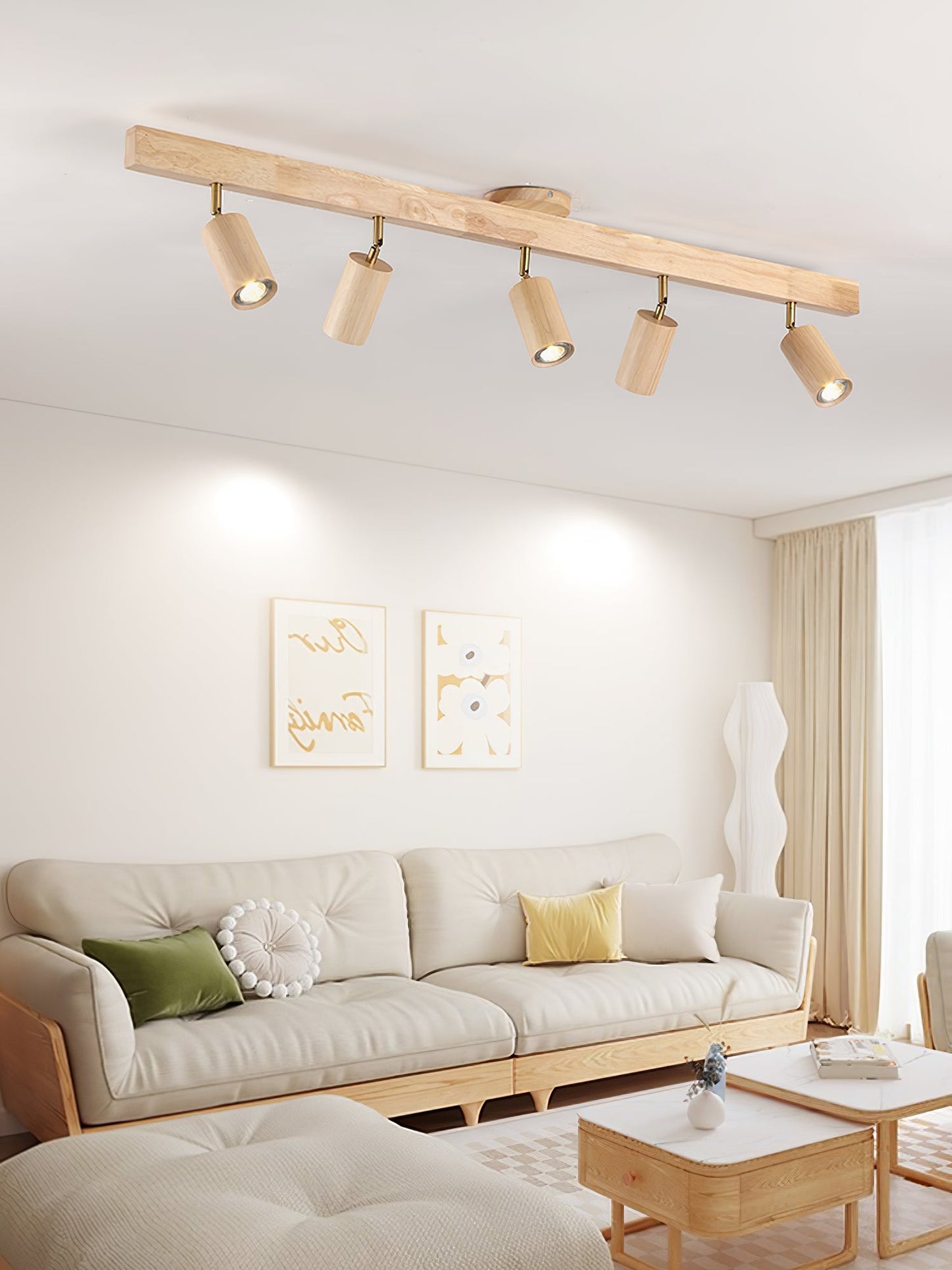 Natural Wood Beam Overhead fixture Spotlight Light