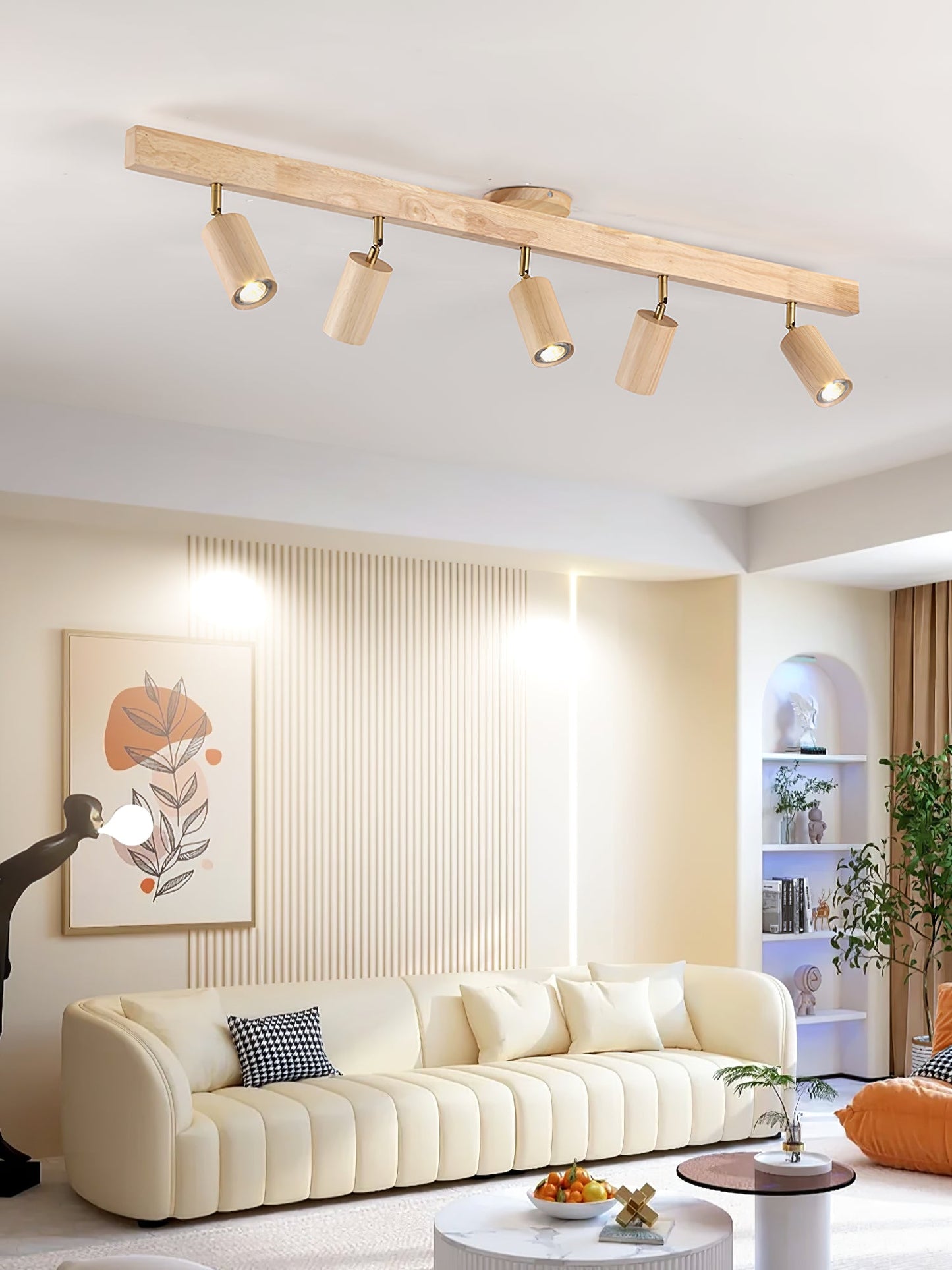 Natural Wood Beam Overhead fixture Spotlight Light