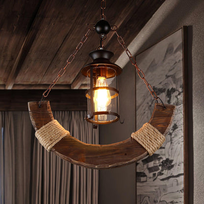 Nautical Industrial Style Wooden Ceiling fixture Chandelier