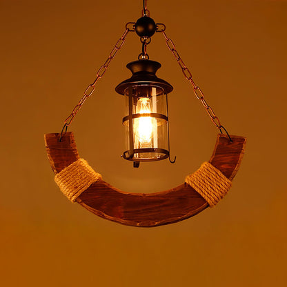 Nautical Industrial Style Wooden Ceiling fixture Chandelier