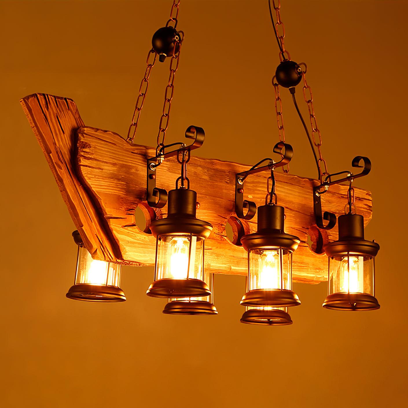 Nautical Industrial Style Wooden Ceiling fixture Chandelier