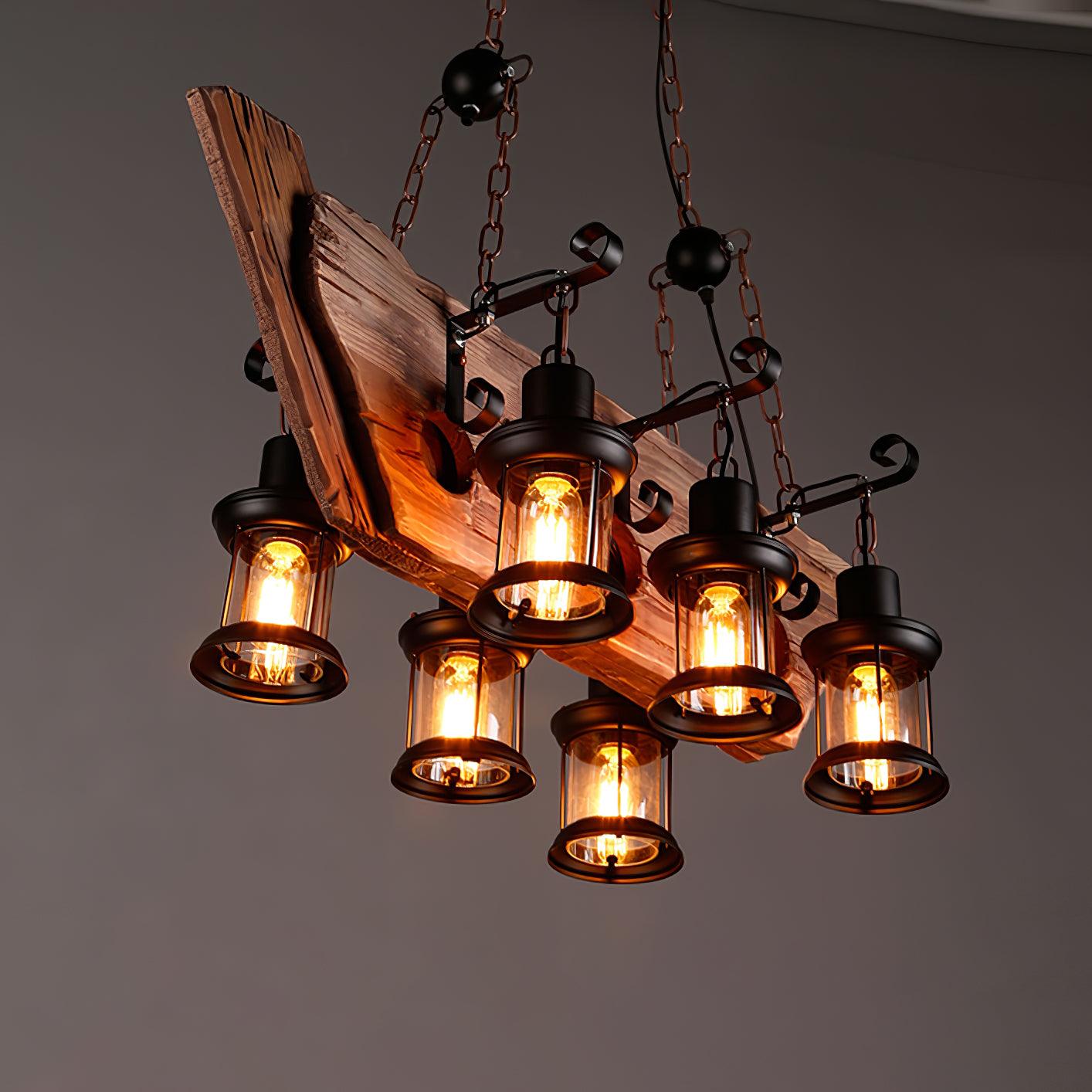 Nautical Industrial Style Wooden Ceiling fixture Chandelier