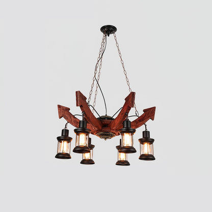 Nautical Industrial Style Wooden Ceiling fixture Chandelier