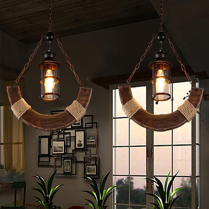 Nautical Industrial Style Wooden Ceiling fixture Chandelier