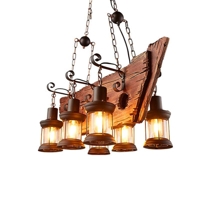 Nautical Industrial Style Wooden Ceiling fixture Chandelier