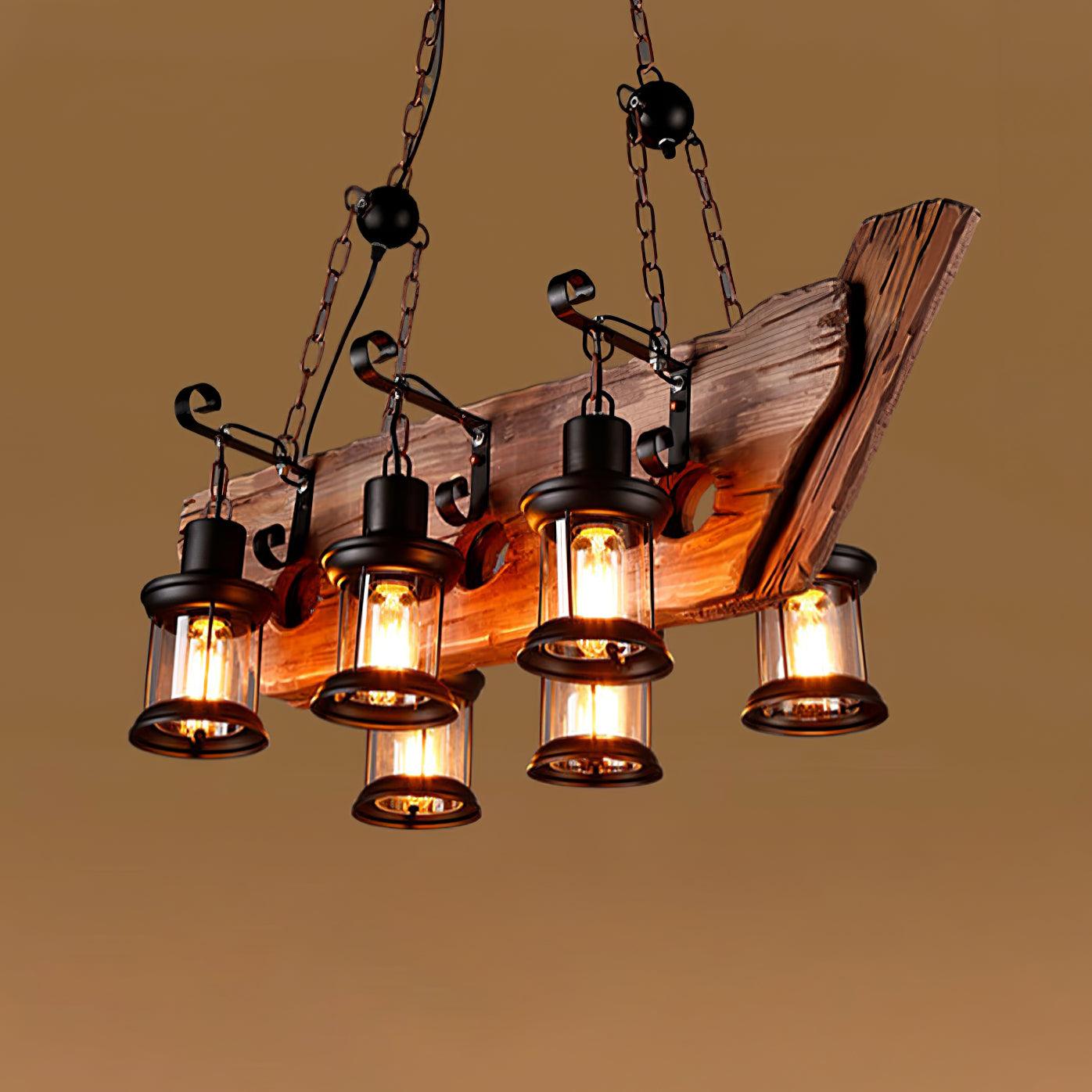 Nautical Industrial Style Wooden Ceiling fixture Chandelier