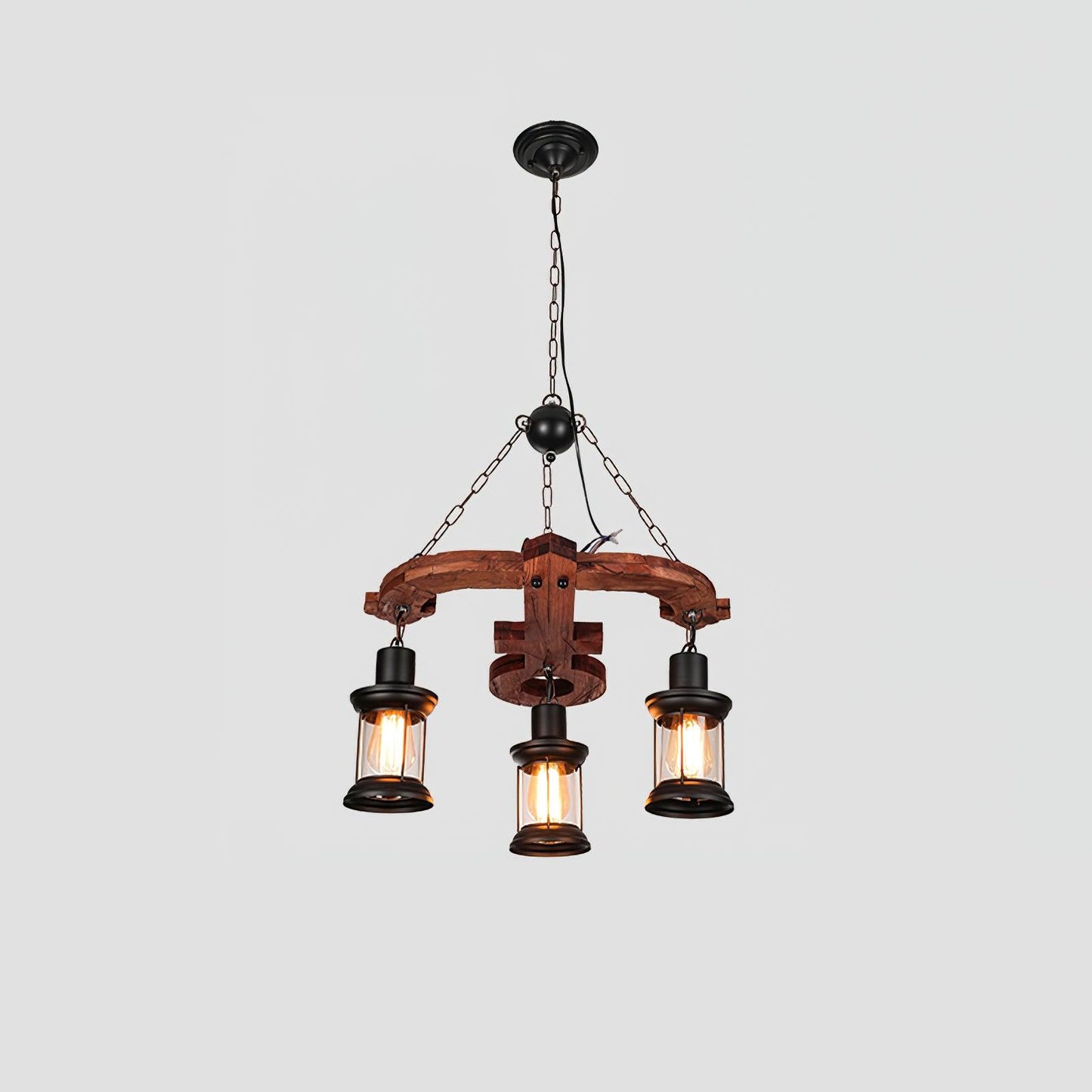 Nautical Industrial Style Wooden Ceiling fixture Chandelier