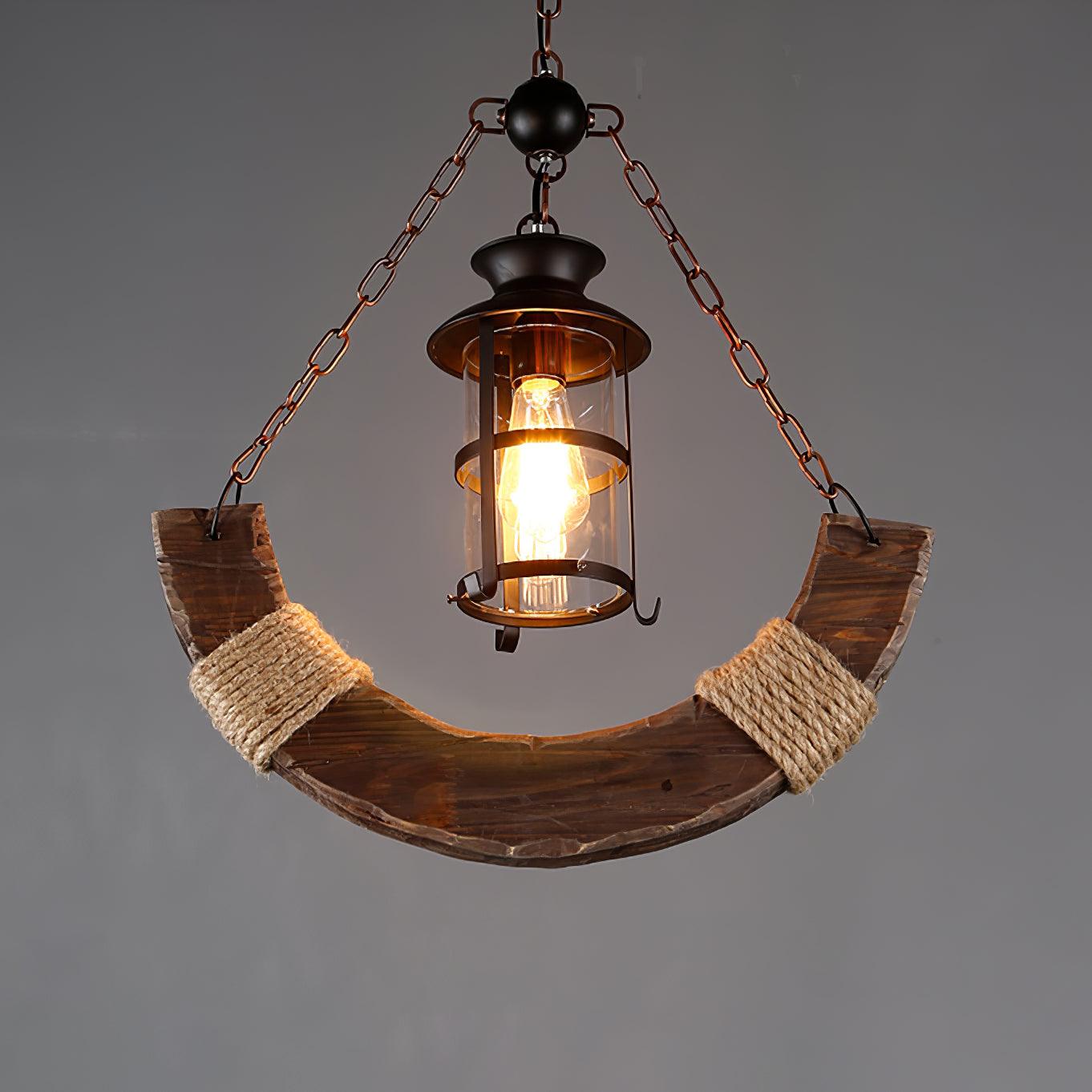 Nautical Industrial Style Wooden Ceiling fixture Chandelier