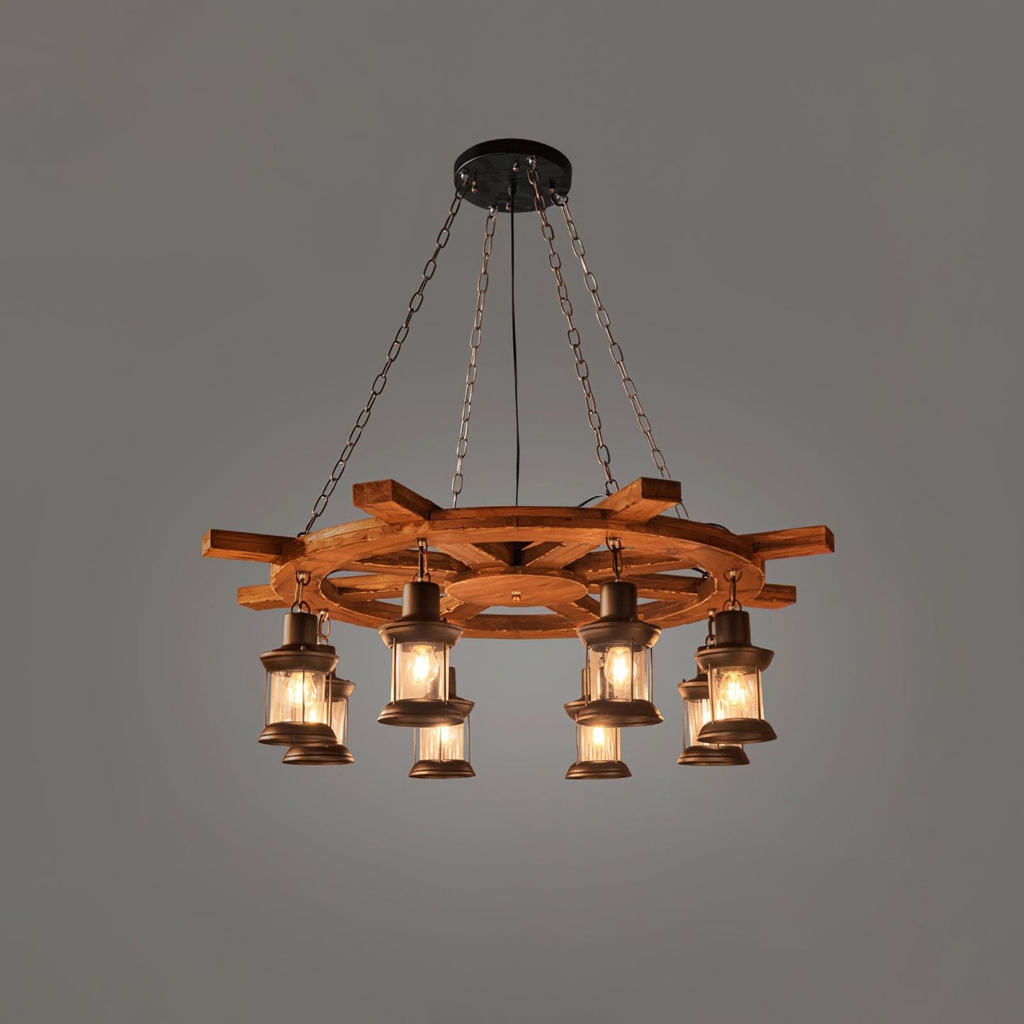 Nautical Industrial Style Wooden Ceiling fixture Chandelier