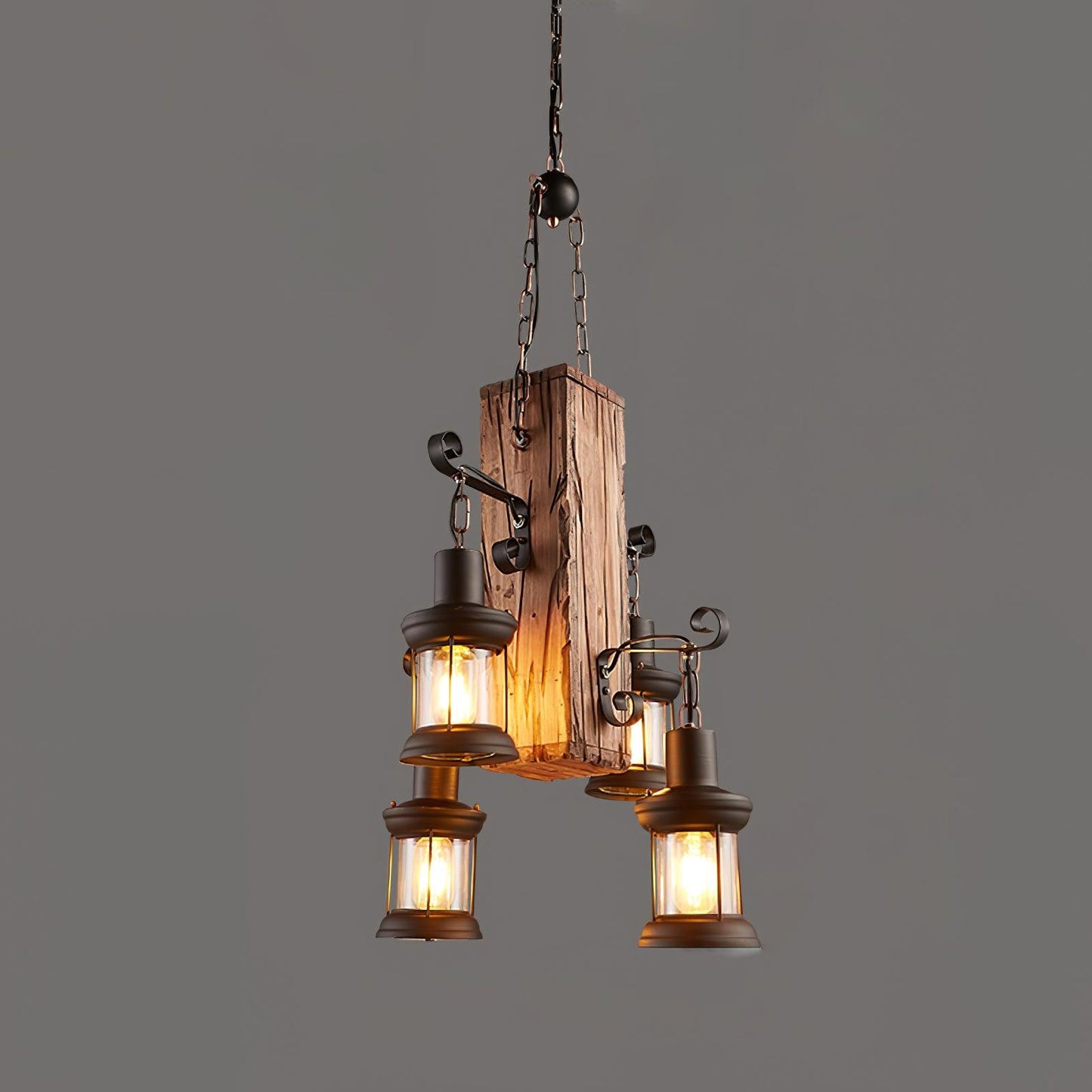 Nautical Industrial Style Wooden Ceiling fixture Chandelier