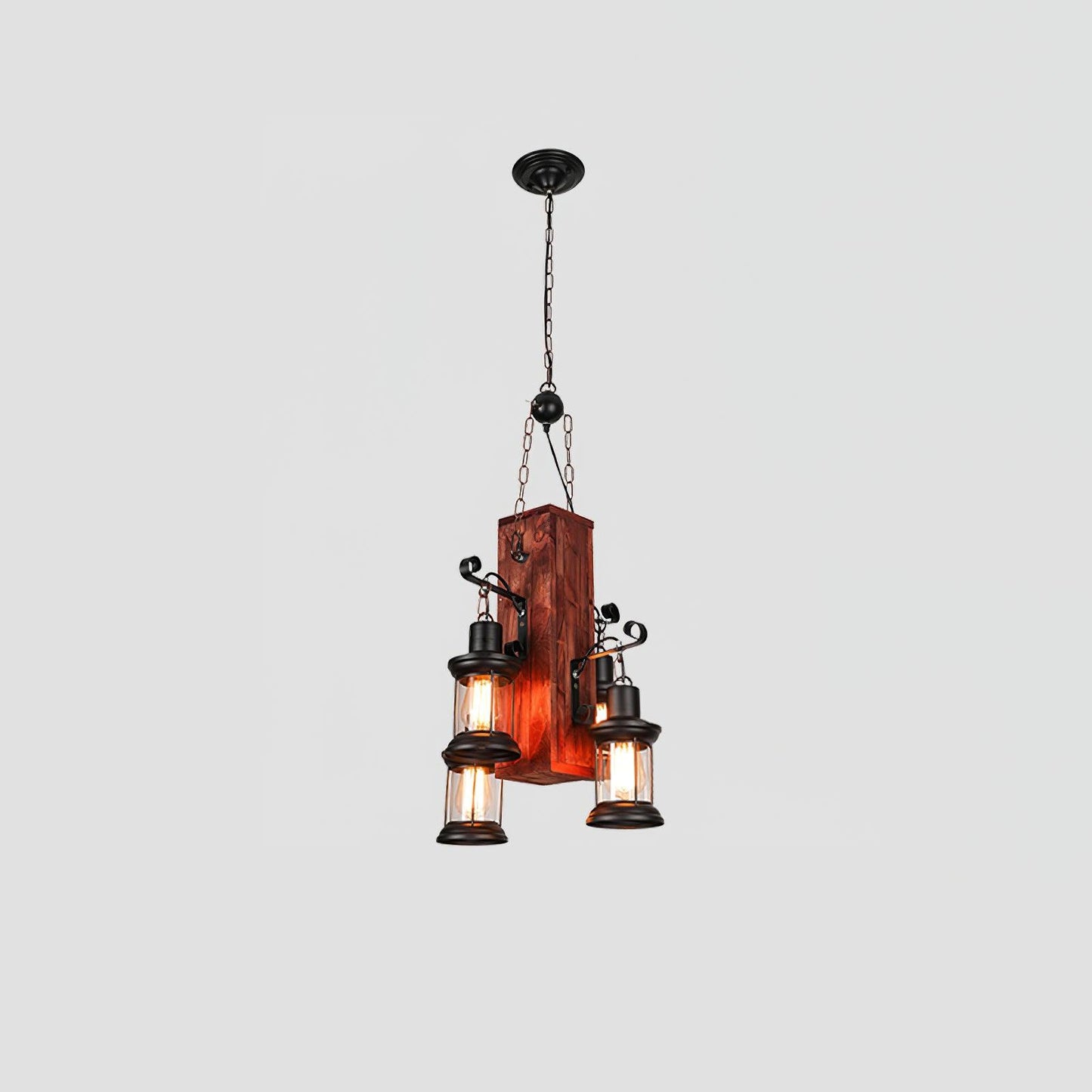 Nautical Industrial Style Wooden Ceiling fixture Chandelier